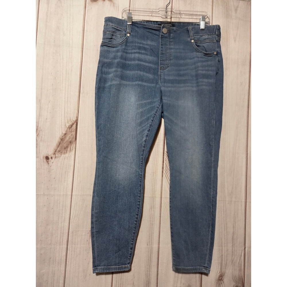 Liverpool Gia Glider Skinny Jeans Womens 18W Medium Wash Blue Pull On Denim